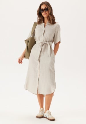 GANT Reg Linen Ss Shirt Dress Dry Sand 42