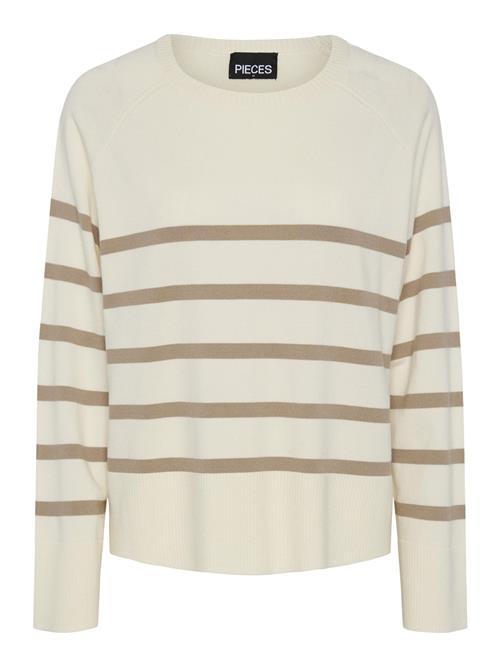 Se PIECES Pullover 'SIA'  beige / hvid ved About You