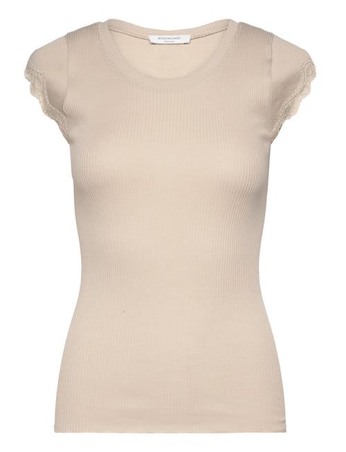 Se Rwbaybay Ss Lace T-Shirt Rosemunde Beige ved Booztlet