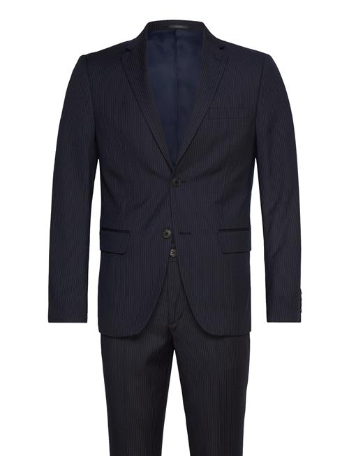 Narrow Striped Mens Suit Lindbergh Navy