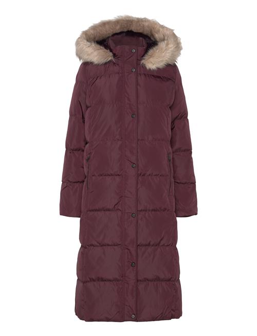 Faux-Fur-Trim Hooded Down Coat Lauren Ralph Lauren Burgundy