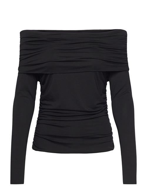 Se Folded Off Shoulder Long Sleeve Top Weekday Black ved Booztlet