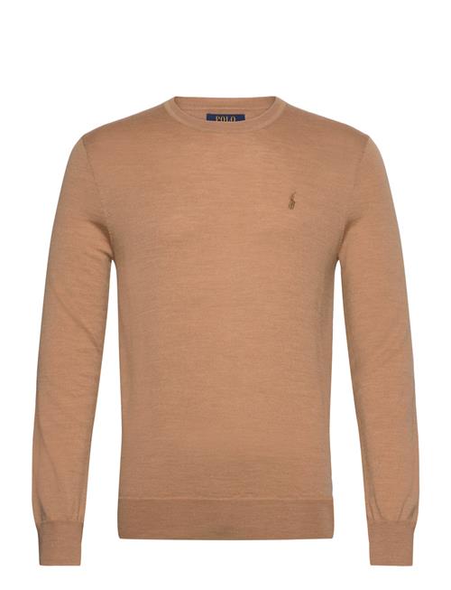 Slim Fit Washable Wool Crewneck Sweater Polo Ralph Lauren Brown