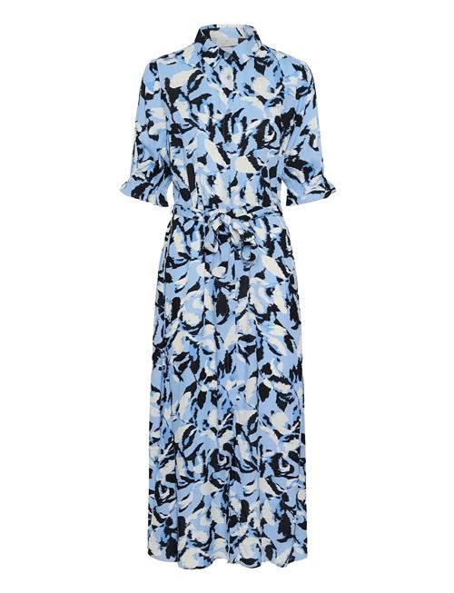 Kamira Plain Weave Dress Printed Kaffe Blue