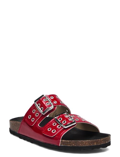 Biamiami Two Buckle Slide Patent Leather Bianco Red