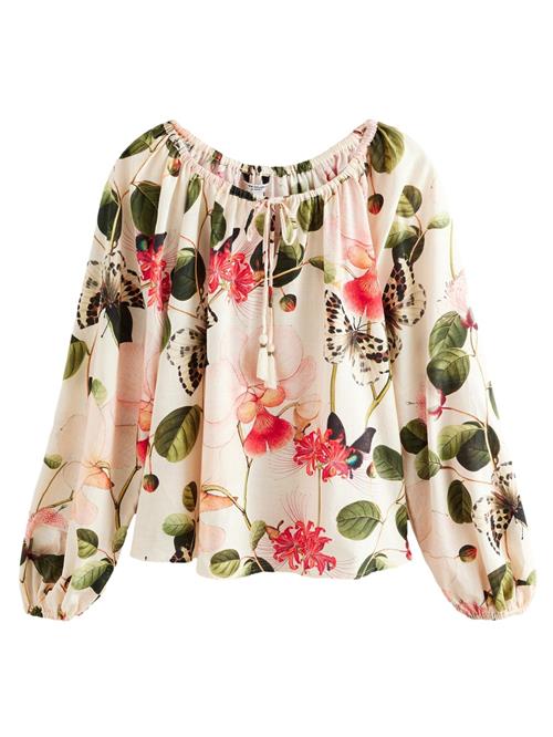 Next Bluse  mørkegrøn / pink / naturhvid