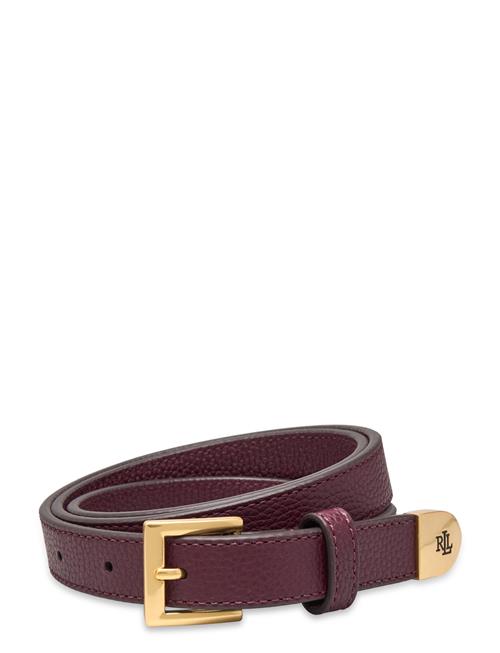 Pebbled Leather Skinny Belt Lauren Ralph Lauren Burgundy