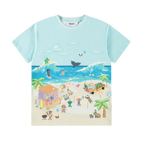 Molo Riley Short Sleeve T-Shirt Pixel Beach 128 cm  Blå  128 cm  mand