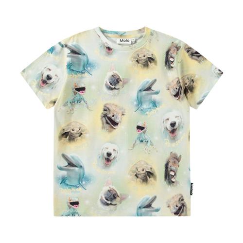 Molo Riley Short Sleeve T-Shirt Smiling Animals 110 cm  Beige  110 cm  mand