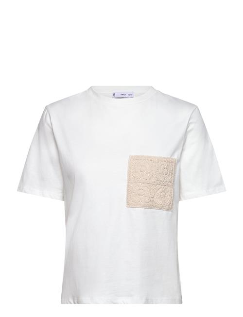 Se Crochet-Embroidered T-Shirt Mango White ved Booztlet