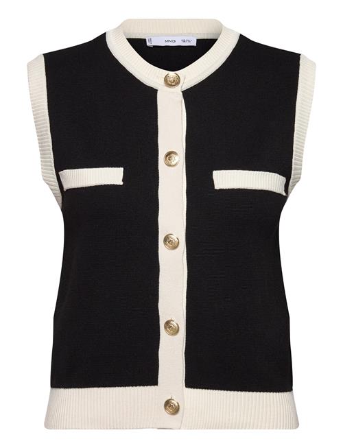 Knitted Waistcoat With Contrast Piping Mango Black