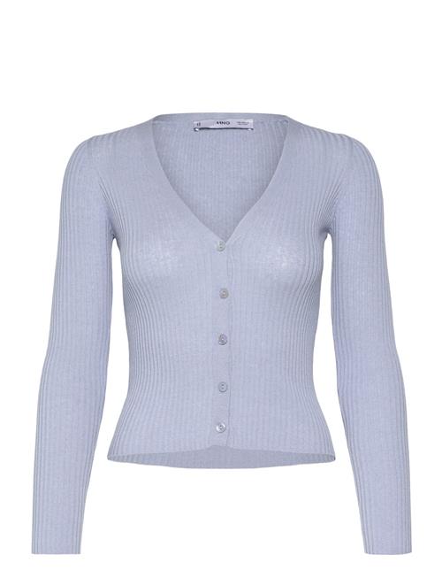 V-Neck Rib-Knit Cardigan Mango Blue