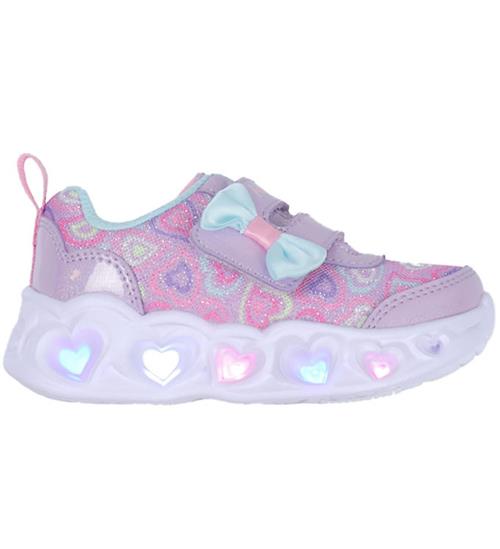 Skechers Sko m. Lys - Heart Lights - Lavender/Multi