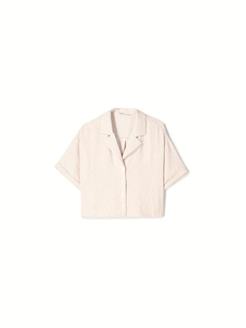 Se Bershka Bluse  camel / hvid ved About You