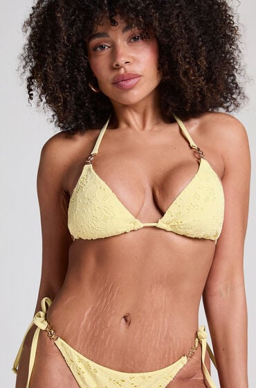 Hunkemöller Triangle bikinitop hæklet gul