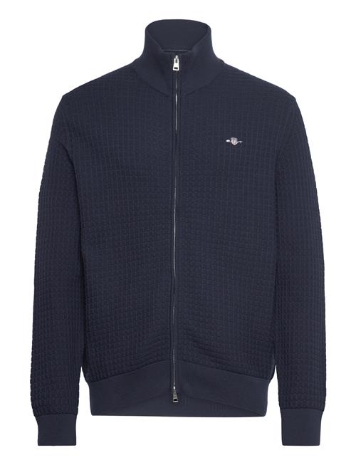 Cotton Textured Zip Cardigan GANT Navy