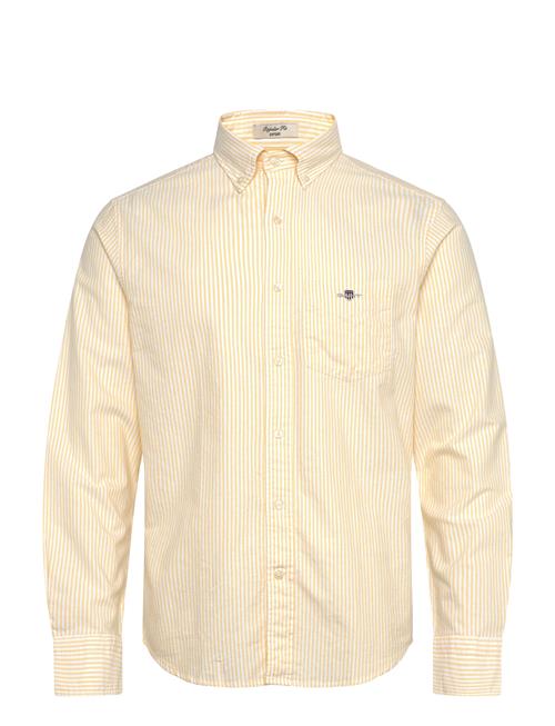 Se Reg Oxford Banker Stripe Shirt GANT Yellow ved Booztlet