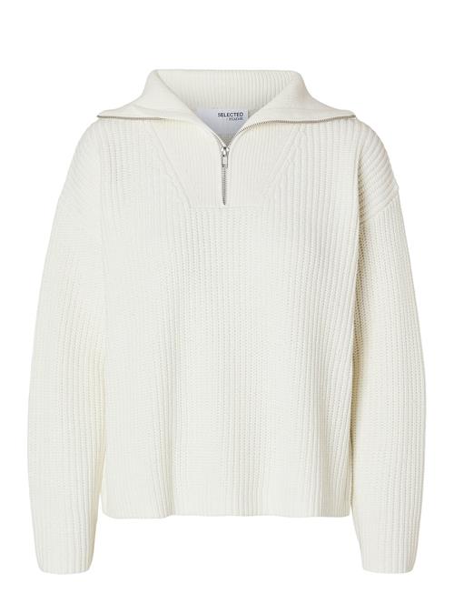 Slfbloomie Ls Knit Half Zip Noos Selected White