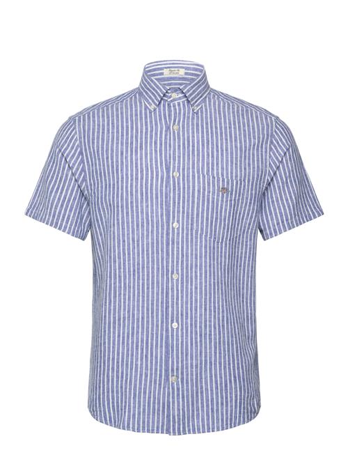 Reg Cotton Linen Stripe Ss Shirt GANT Blue