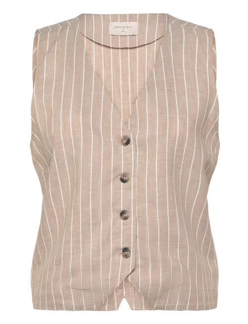 Waistcoat From Freequent In A Light Material With Stripes. The Waistcoat Is Simp FREE/QUENT Beige
