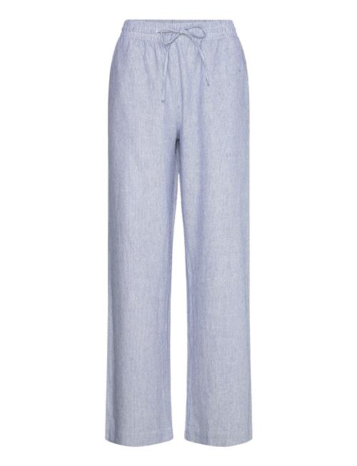 Pants From Freequent In A Light Linen Material With A Striped Print. The Pants H FREE/QUENT Blue