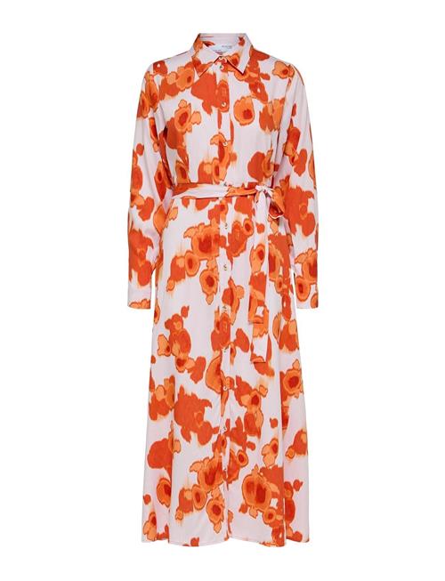 Slfnicolette Ls Ankle Shirt Dress B Selected Orange