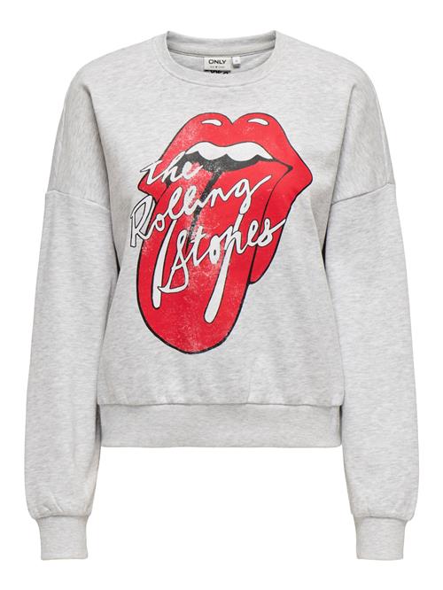 ONLY Sweatshirt 'ONLROLLING STONES'  grå-meleret / rød / hvid