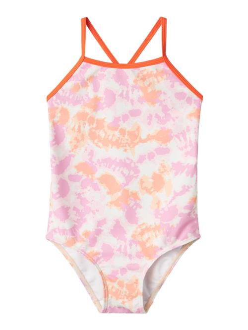 NAME IT Badedragt  lyseorange / eosin / pastelpink / hvid