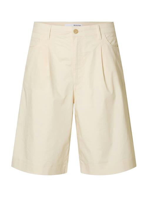 SELECTED FEMME Bukser med lægfolder 'SLFKLEA'  lysebeige
