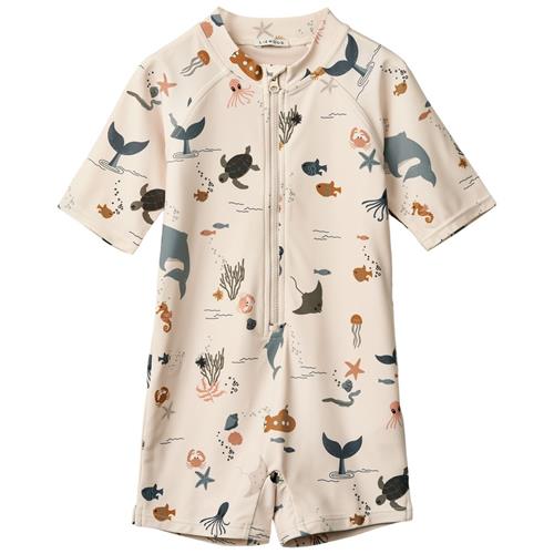 Se Liewood Max UV-badedragt Sea Creature Sandy 74 cm  Creme  74 cm  Unisex ved Babyshop