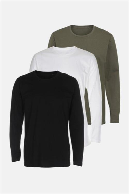 3 stk. Basic Langærmet T-Shirt (herre) - Pakketilbud - Herre - Default Title - TeeShoppen