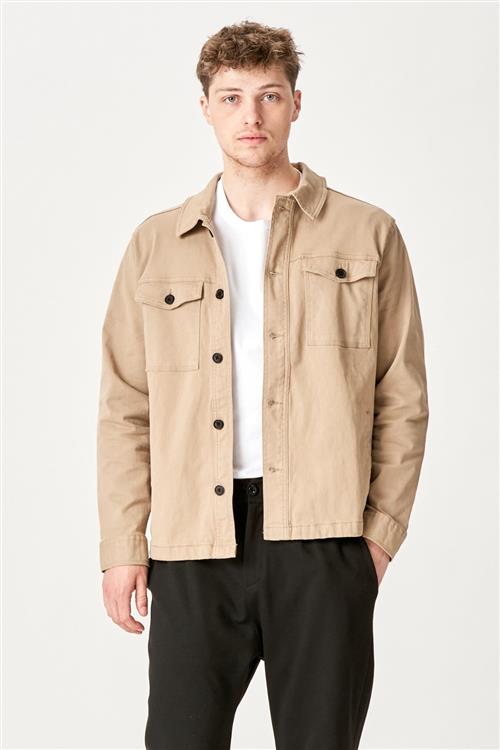 Twill Overshirt - Mørk Sand - XS - TeeShoppen