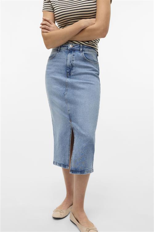 Natalie Midi Nederdel - Light Blue Denim - M - Vero Moda