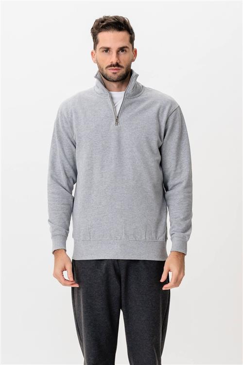 Sweatshirt Half Zip - Grå - L - TeeShoppen