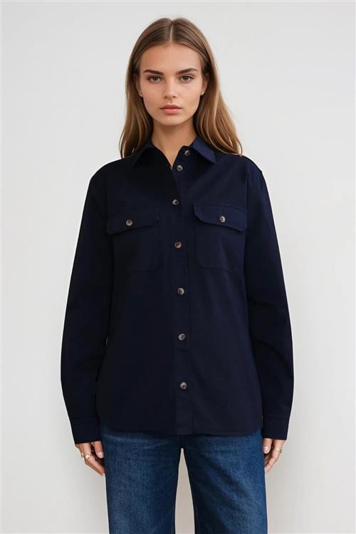 Amber Twill Skjorte - Navy - M - TeeShoppen