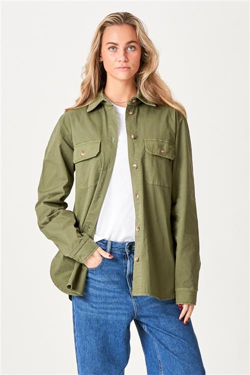 Amber Twill Skjorte - Grøn - L - TeeShoppen