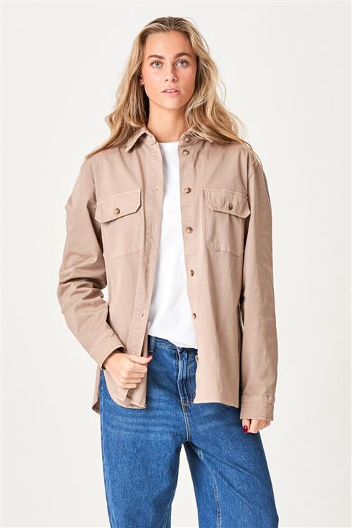 Amber Twill Skjorte - Khaki - S - TeeShoppen