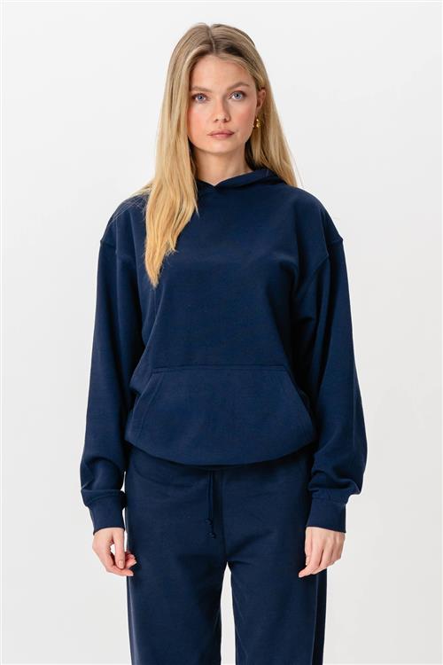 Hoodie Uden Snor - Navy - XL - TeeShoppen