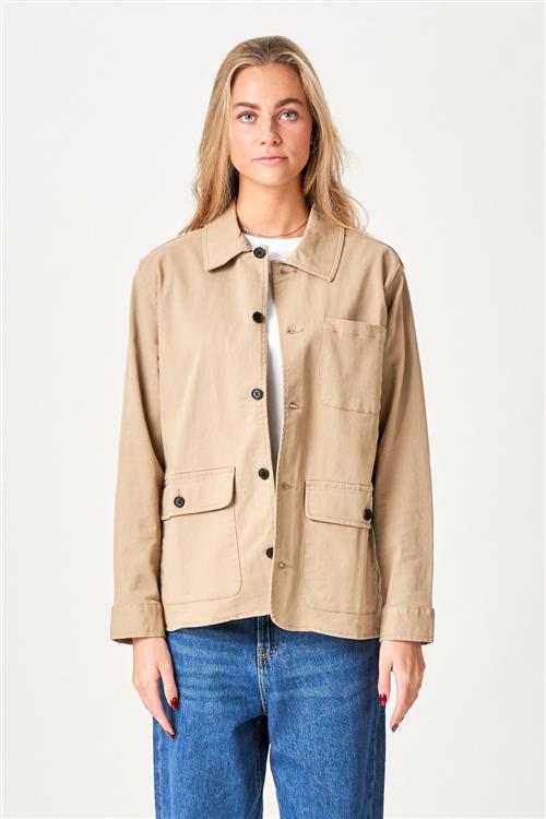 Twill Shacket - Beige - 2XL - TeeShoppen