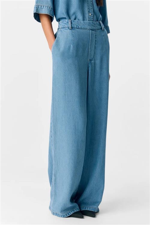 Frame Lisa Wide Pants - Light Blue Denim - S - Object