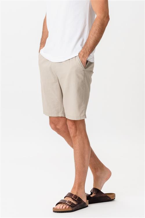 Hørshorts - Sand - S - TeeShoppen