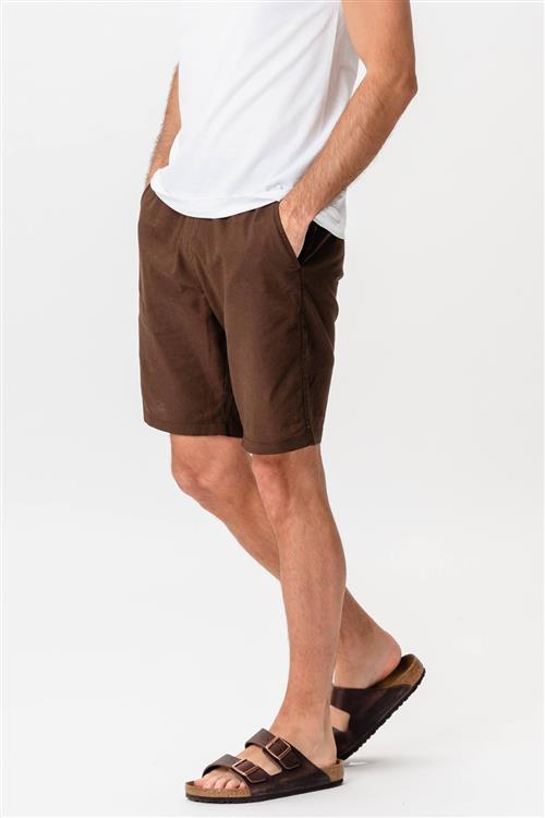 Hørshorts - Mørkebrun - S - TeeShoppen