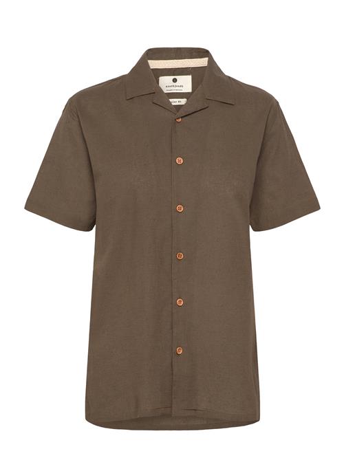 Akleo S/S Cot/Linen Shirt Anerkjendt Brown