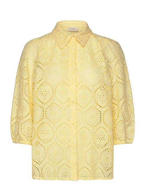 Shirt From Freequent In A Light Material With Allover Embroidery Anglaise. The S FREE/QUENT Yellow