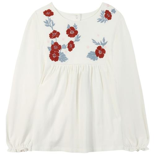 Se Tartine et Chocolat Cremefarvet bluse med blomsterbroderi 8 Y  Lyserød  8 år  kvinde ved Babyshop