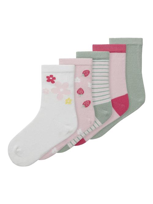 NAME IT Sokker 'NMFVINNI'  oliven / pink / lyserød / hvid