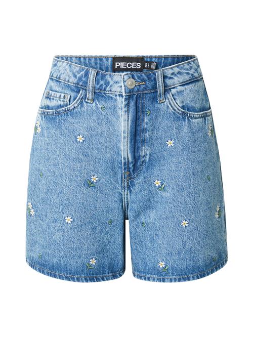 PIECES Jeans 'Sky'  blue denim / gul / grøn / hvid