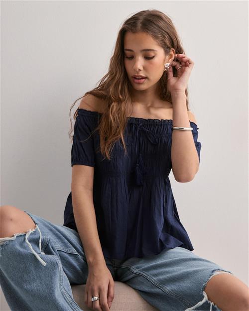 Nelly - Blå - Tassel Blouse