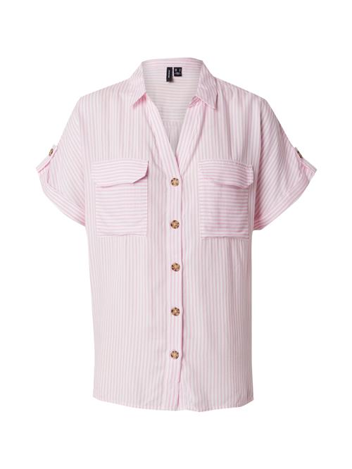 VERO MODA Bluse 'Bumpy'  lyserød / hvid
