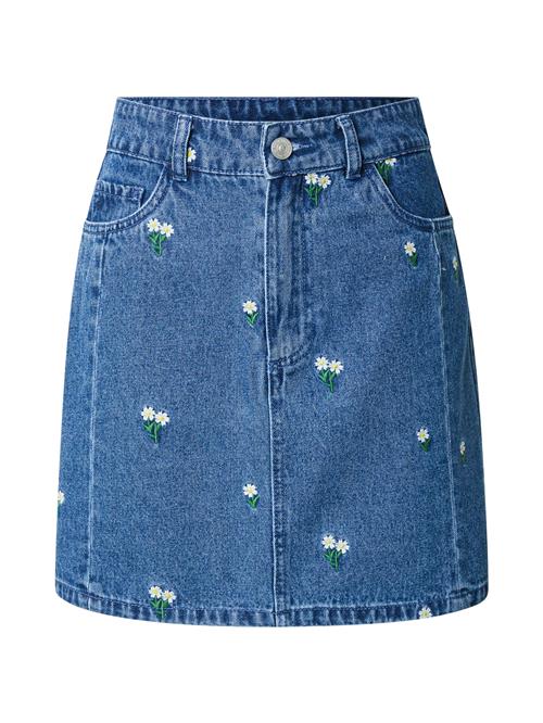 PIECES Nederdel 'PCFreia'  blue denim / gul / græsgrøn / hvid